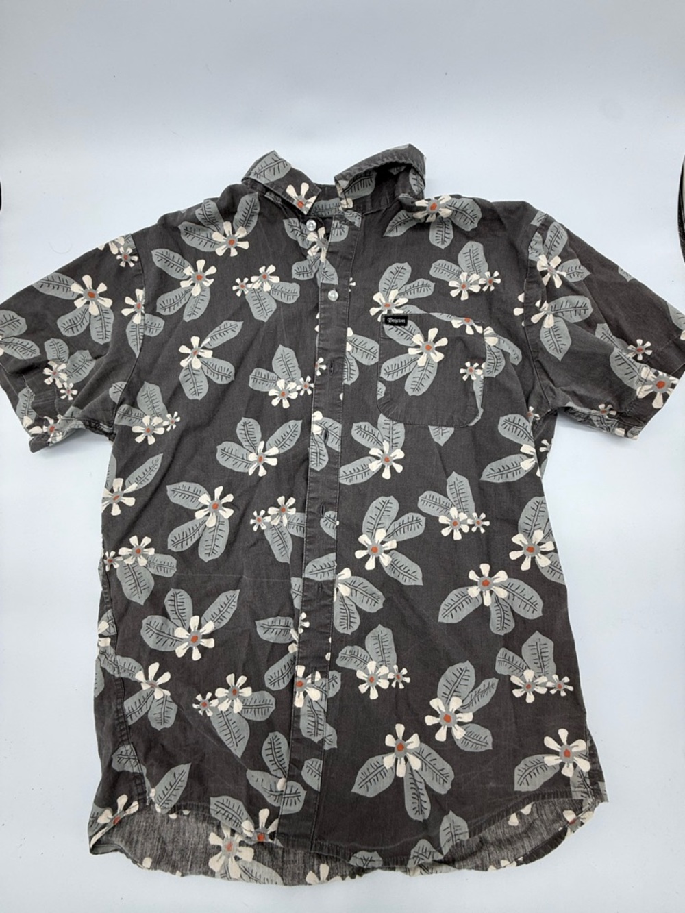 Men's Casual Floral Button-Down Shirt - Black